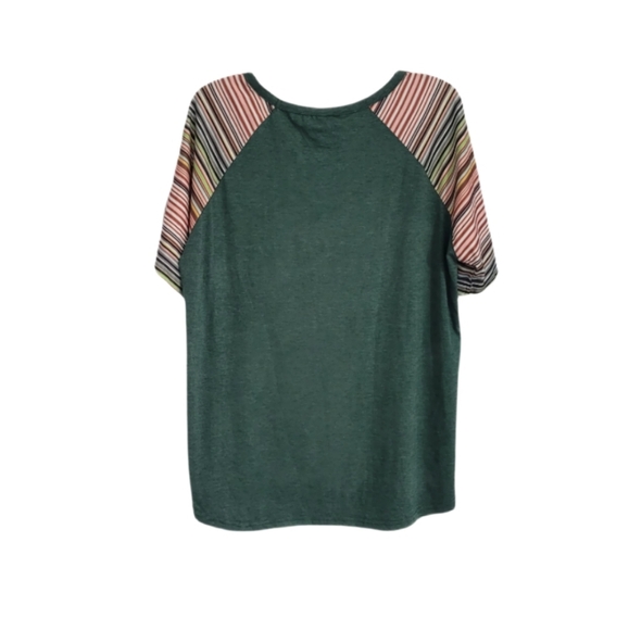 BloomChic Super Soft Essentials Striped Contrast Raglan Sleeve T-shirt 14-16 - Picture 6 of 13